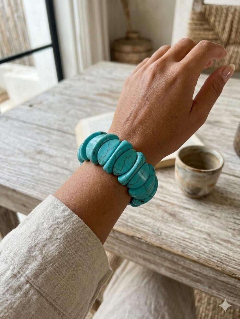 Vintage Turquoise Stone Stretchy Bracelet Free With Purchase